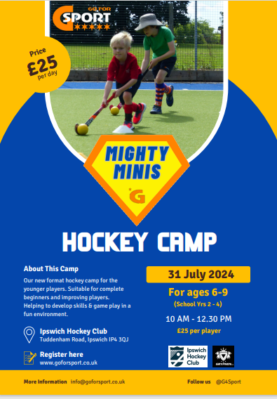 Our "Mighty Minis" July Camp (Ages 6-9) is ideal for those new to hockey or looking to improve.

Run by our Double Olympian Head Coach Rixie the session is bound to be full of fun and learning.

Head to goforsport.co.uk to sign up

<a href="/gryphonhockey/">Gryphon Hockey</a>