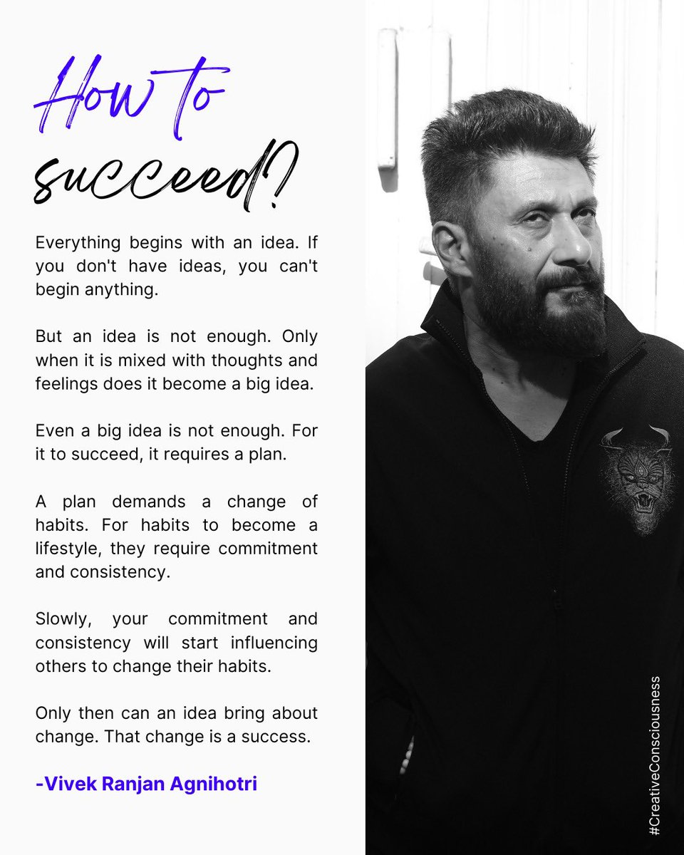 VRAquotes's tweet photo. How to succeed? 

@vivekagnihotri #VRAQuotes https://t.co/bIFFgvD101