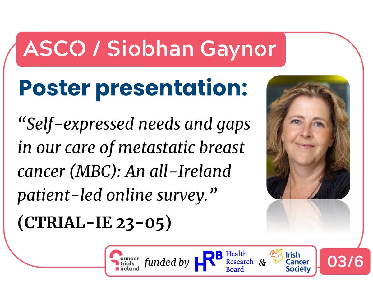 CancerTrialsIreland 🌈 (@cancertrials_ie) on Twitter photo We are so pleased for, and proud of our friend and colleague <a href="/SiobhanGaynor/">Siobhan Gaynor</a> whose patient-led MBC study today informs not one but 2⃣ poster presentations <a href="/ASCO/">ASCO</a> 2024. Sending oceans of goodwill across the pond to you from 🇮🇪!!
<a href="/Seamusoreilly18/">Seamus O’Reilly MD PhD</a> <a href="/EibhlinMulroe/">Eibhlin Mulroe 🌈</a> <a href="/AngelaClaytonL1/">Angela Clayton-Lea</a> We are so pleased for, and proud of our friend and colleague <a href="/SiobhanGaynor/">Siobhan Gaynor</a> whose patient-led MBC study today informs not one but 2⃣ poster presentations <a href="/ASCO/">ASCO</a> 2024. Sending oceans of goodwill across the pond to you from 🇮🇪!!
<a href="/Seamusoreilly18/">Seamus O’Reilly MD PhD</a> <a href="/EibhlinMulroe/">Eibhlin Mulroe 🌈</a> <a href="/AngelaClaytonL1/">Angela Clayton-Lea</a>