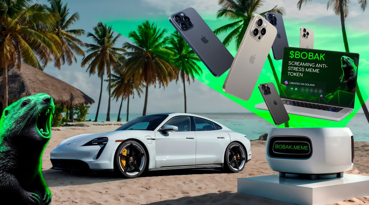 PRESALE DRAW $BOBAK 💚 

Buyers can win a Porsche Taycan, 3 MacBook M3s. 

Burners can win a trip to the Maldives, 5 iPhone 15 PRO MAXs. 

Prizes will double upon reaching the Hard Cap. 
Watch the draw live on Twitter! 🚀