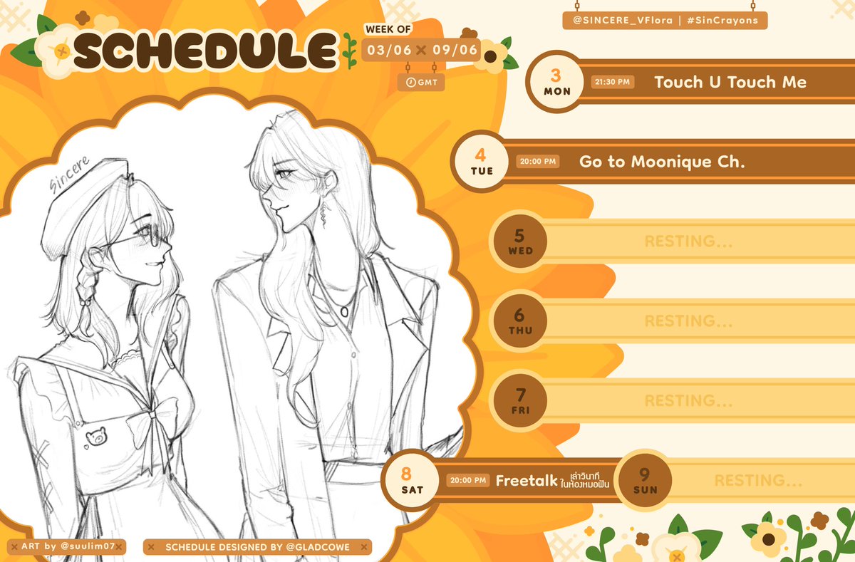 BabySincere_V's tweet photo. 【🧸Sincere's Weekly Schedule🌻】  
 3-9 JUNE 2024  GMT+7      

แอบเขินรูปอาร์ตอยู่หน่อยๆนะนิ้  😳

🌻YT : https://t.co/3uI3WExeql  
live&amp;art : #SincereVT #SincereLive #SinCrayons https://t.co/345LBAGXnP