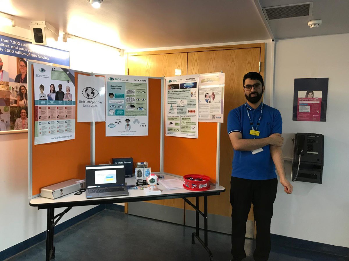 Today is World Orthoptic Day! A great opportunity for us as a profession to show how we make a difference for our patients! 
At <a href="/RBNHSFT/">Royal Berkshire NHS Foundation Trust</a> we have a stand in the foyer/main reception today. Come and see the team to find out what we do! <a href="/HLC21/">Helen Challand</a> <a href="/ktpt1507/">KatiePrichard-Thomas</a> <a href="/CEO_RBFT/">Steve McManus 💙</a> <a href="/BOBAHPFaculty/">BOB AHP Faculty</a>