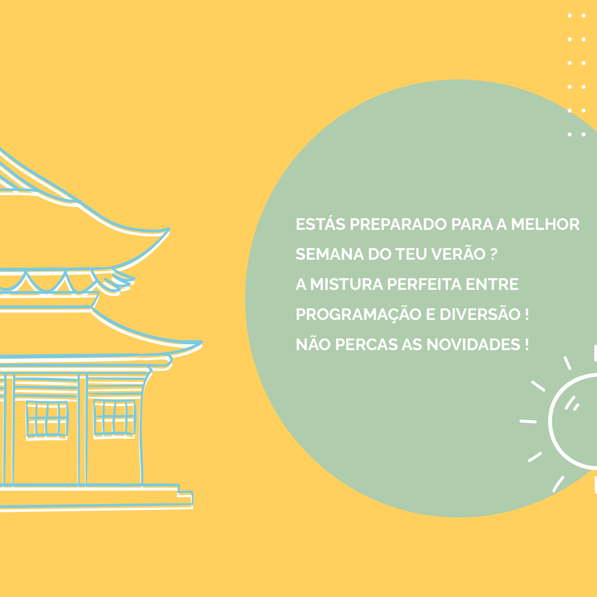 E é com muita alegria que anunciamos a 2ª edição do fantástico 𝘾𝙤𝙙𝙚𝙧𝘾𝙖𝙢𝙥! 🤩🏖️

De 𝟭 𝗮 𝟱 𝗱𝗲 𝗷𝘂𝗹𝗵𝗼, junta-te a nós para viveres a melhor semana do teu verão, repleta de conhecimento e programação, mas também de atividades lúdicas muito divertidas! ✨

Até lá! ☯️