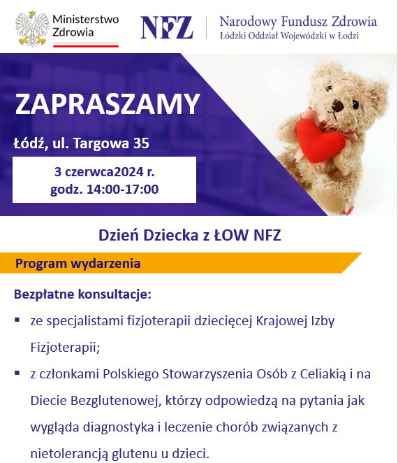 NFZ_Lodz's tweet photo. #DzieńDziecka jest dzisiaj!
Zapraszamy na salę obsługi #LodzkiNFZ od g.14 do 17.
Można skonsultować:
🦶płaskostopie i garbate plecy dziecka
🍞 problemy z #dieta
Czy wiecie, że chory na #celiakia na diagnozę czeka średnio 7 lat?
Zapraszamy! https://t.co/szaCCivsc0