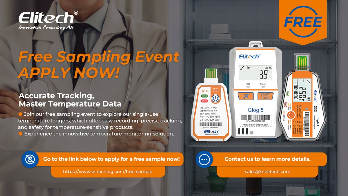 Elitech_Logger's tweet image. Don&apos;t miss our #FreeSampling Event for #Elitech Single-Use #TemperatureDataLoggers! 📷 Accurate tracking and precise temperature monitoring ensure the safety of your sensitive products.
Click the link now! elitechlog.com/free-sample
 #elitechdatalogger #Innovation