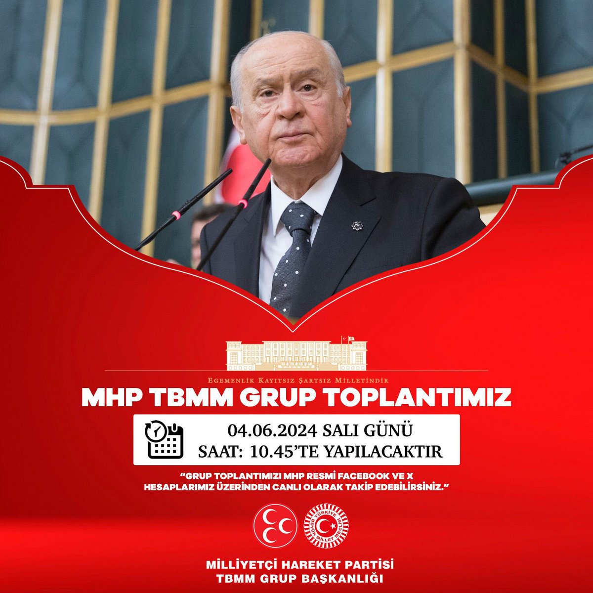 MHP TBMM Grup Toplantımız #04Haziran2024 Salı günü (Yarın) Saat:10.45'te yapılacaktır.

MHP TBMM GRUP BAŞKANLIĞI
<a href="/MhpTbmmGrubu/">MHP TBMM Grubu #MHP</a>