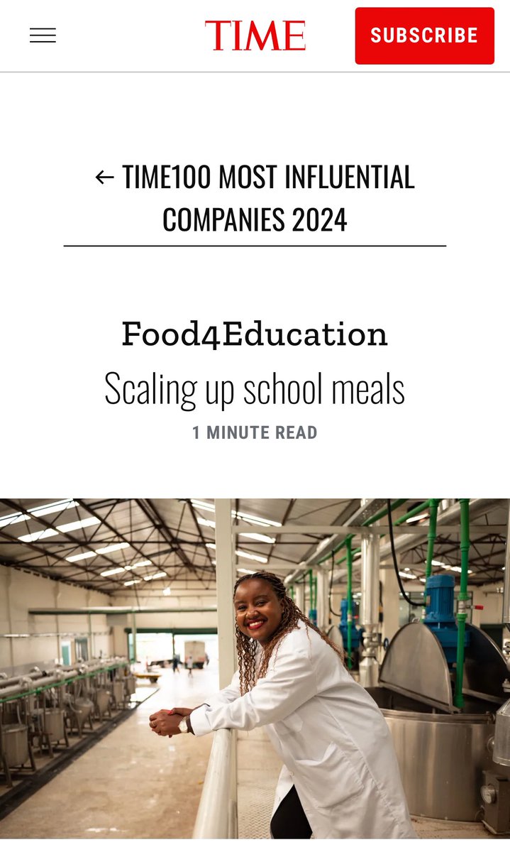5 years ago on <a href="/NationAfrica/">Daily Nation</a> feeding 3,000 kids a day.
Today on <a href="/TIME/">TIME</a> feeding 300,000 kids a day.
100X growth.

<a href="/Food4Education/">Food4Education</a> 
#FeedingTheFuture
