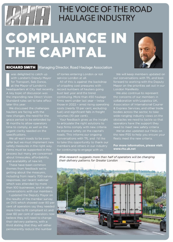 freightonline's tweet photo. DVS: @RHANews's Richard Smith outlines hauliers' concerns in the latest issue of FIT... 

https://t.co/T4Q3RfA2hI

#hauliers #road #truckers #freight #compliance #London #regulation https://t.co/Lly3lCJBUN