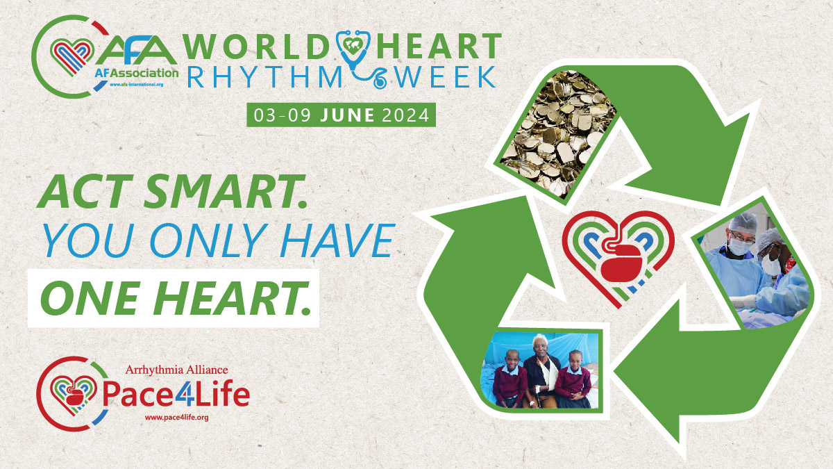 PCCS_UK's tweet image. ACT SMART, YOU ONLY HAVE ONE HEART. Join @AtrialFibUK for World Heart Rhythm Week by sharing key messages of sustainability &amp;amp; community + raise awareness of the A-A Pace4Life program! For more information visit: worldheartrhythmweek.org  #WHRW2024 #ActSmart #YouOnlyHaveOneHeart