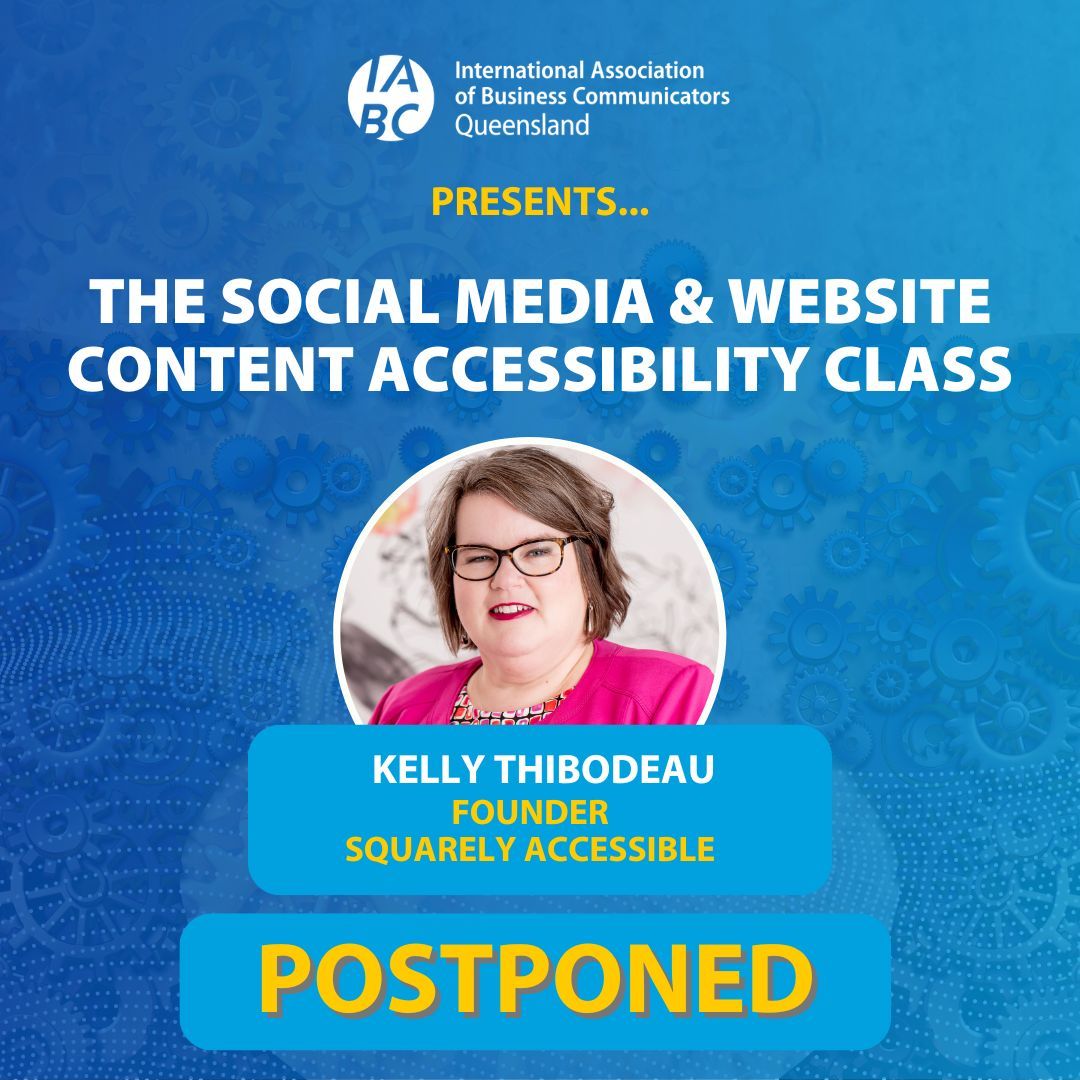 The highly anticipated Social Media and Website Content Accessibility class on June 5 and 6 with Kelly Thibodeau, Founder of Squarely Accessible, has been postponed until September. 

#IABC #IABCQld #VirtualReality #Accessibility