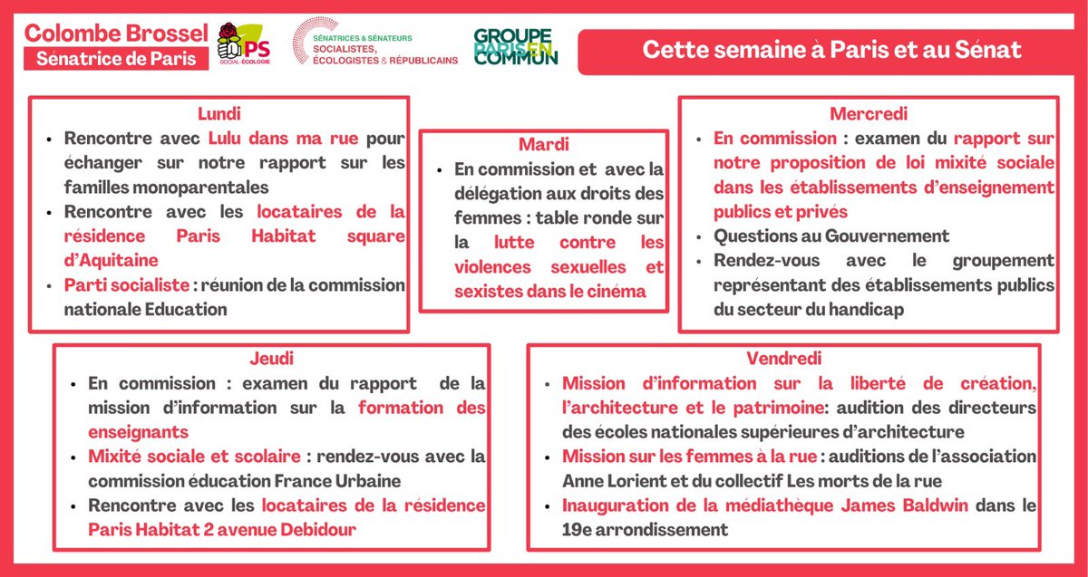 Mixité sociale et scolaire, lutte contre les violences sexuelles et sexiste dans le cinéma, rencontre avec les locataires de Paris Habitat à #Paris19… L’agenda de la semaine ⬇️