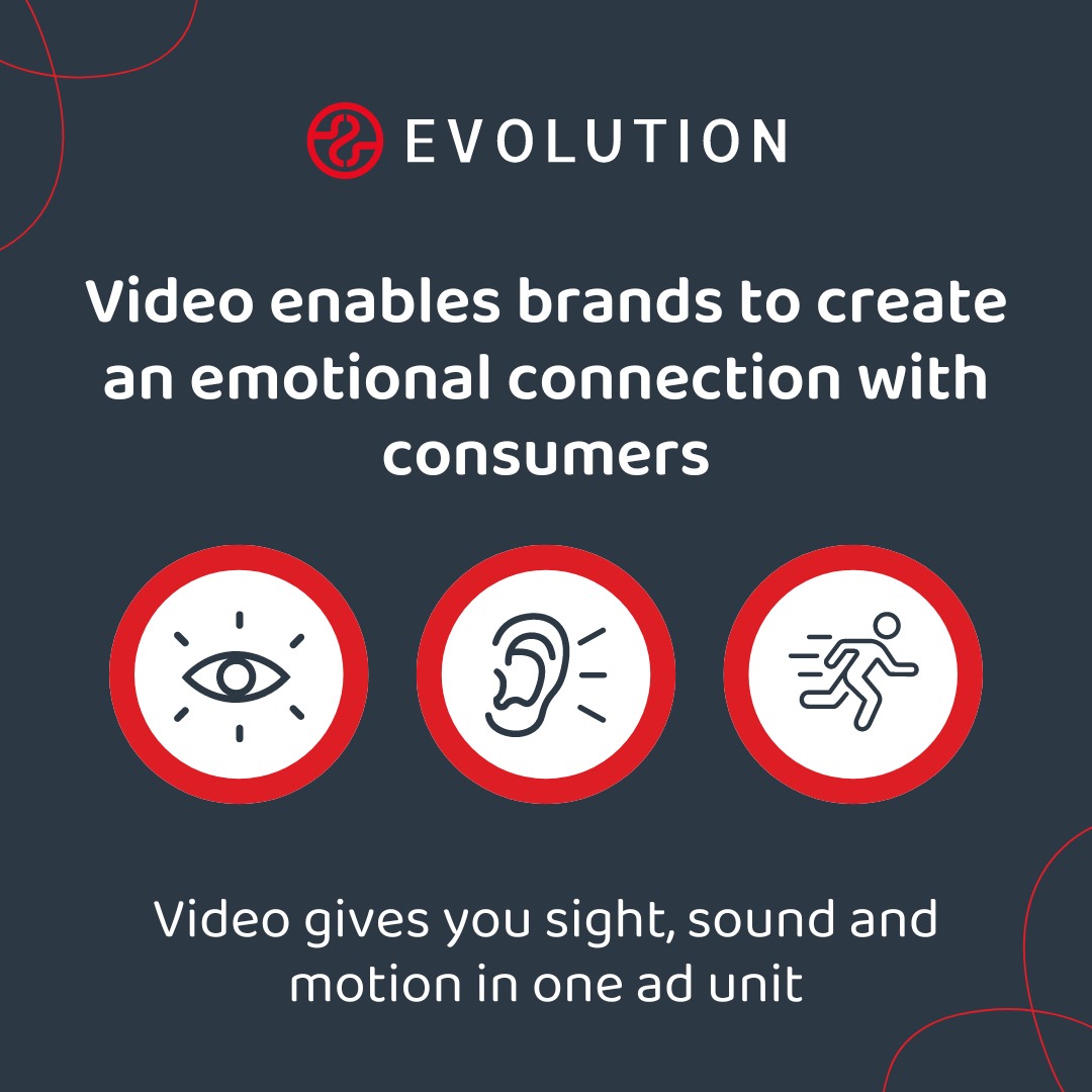 With video, you get sight, sound &amp; motion in one compelling ad. Add emotion &amp; you create a deep connection with consumers, captivating their attention &amp; leaving a lasting impact. Let Evolution help you tell your brand's story and engage the senses. 

#videomarketing #evolution