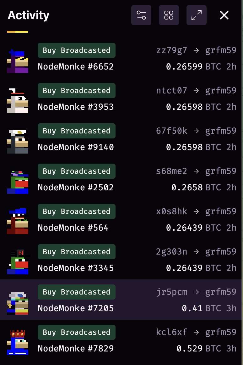 Another 8 <a href="/nodemonkes/">NodeMonkes ◉</a> sweep today for 2.5BTC 🧹✨