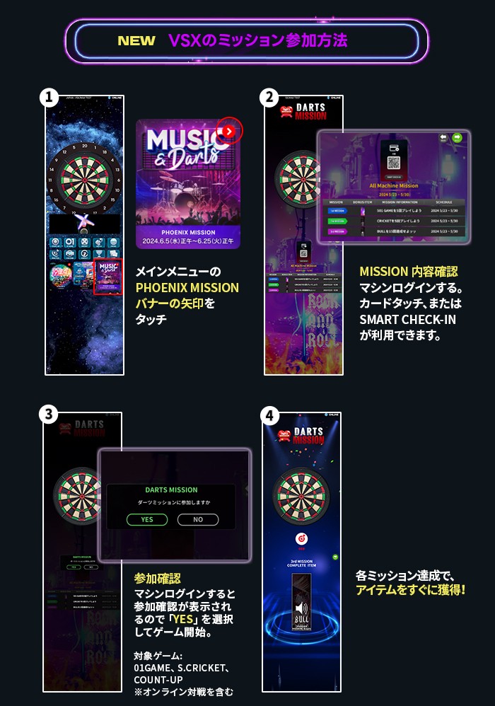 PhoenixdartsJP's tweet photo. VSXのミッション参加方法

#PHOENIXMISSION
#フェニックスダーツ https://t.co/oETyUyCHl6