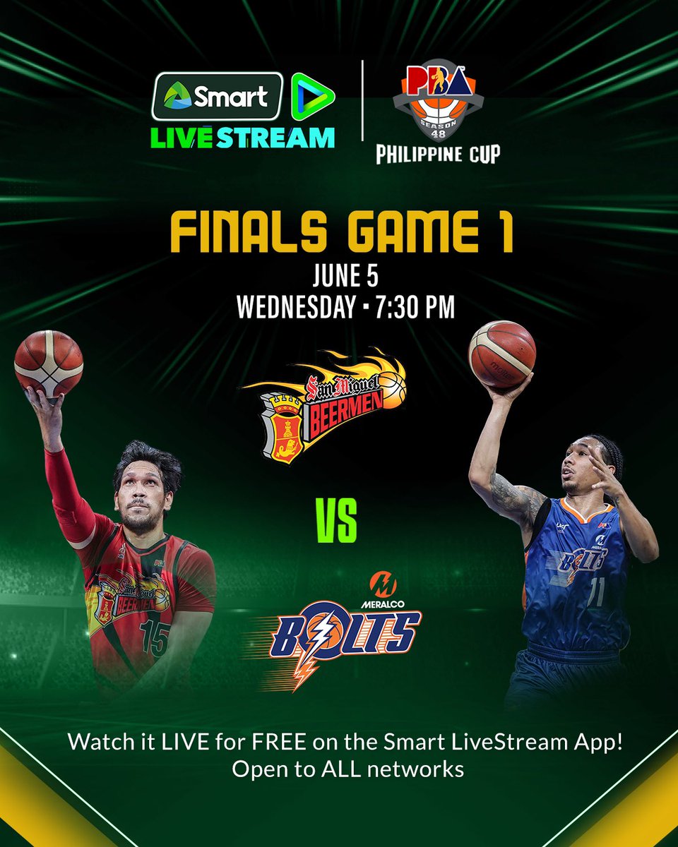 LiveSmart's tweet photo. San Miguel & Meralco battle for the PBA Season 48 Philippine Cup! π
Stream their clash LIVE on the Smart LiveStream App, now FREE for all networks.
Download the app now: https://t.co/RYkW2lwIWC. You can also stream via web browser on https://t.co/GaDp1mTrDP.
#PBAOnSmart https://t.co/mnlgryp7BA