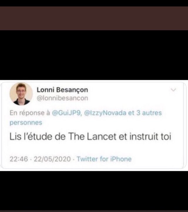 Jeannemarie1309's tweet photo. @nicolasberrod @le_Parisien @GaelLombart 🤣🤣🤣🤡🤡🤡 oui oui 
il comprend toutes les études à tel point qu il est incapable de se rendre compte qu’une étude est frauduleuse 
Tout son club de #ExpertsEnRoyalties  #FakeMed ont publié le même tweet en 05/2020 concernant l’étude frauduleuse du
#LancetGate retraitée en 5 J https://t.co/RcE0IswWmn