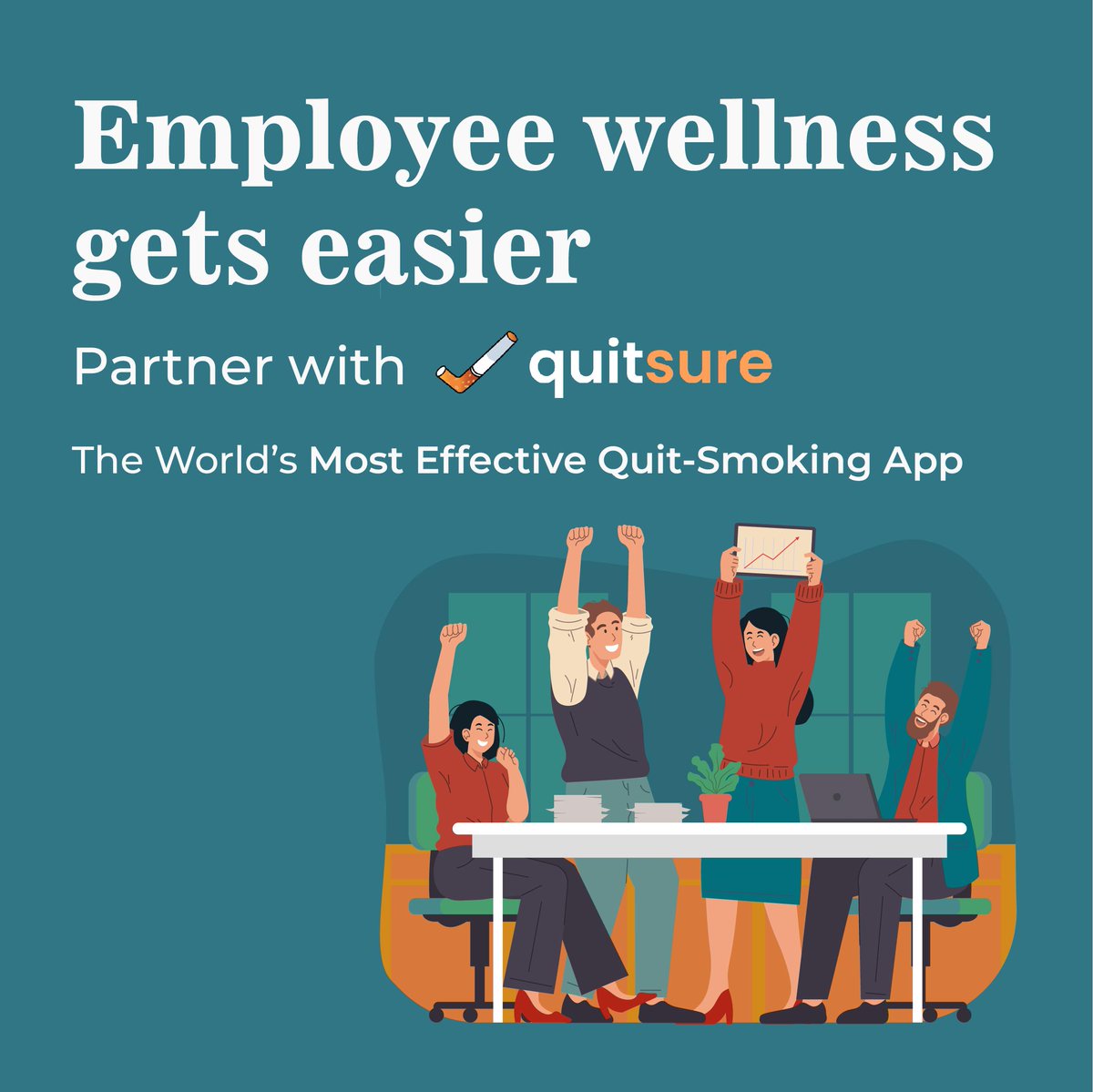 QuitSureApp's tweet photo. Employee Wellness Is Important

Introduce your employees to world's trusted way to quit smoking. QuitSure - Video/Text Based Program With 95% Success Rate.

No Craving | No Self-Control | 6 Days

To Partner With QuitSure, Email us at : partnerships@quitsure.app