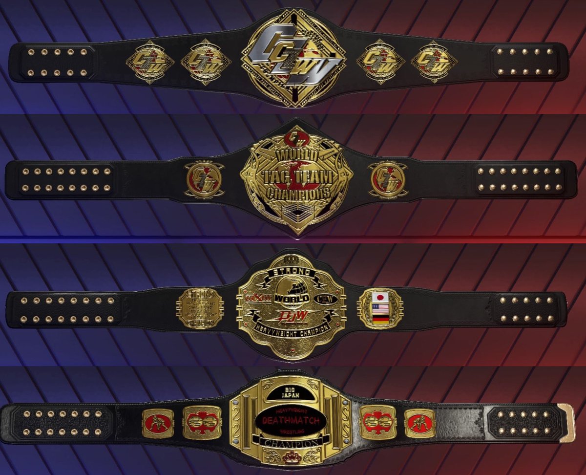 mtbd215's tweet image. 4 New Championship Belts Uploaded. The New CZW World Heavyweight Championship, The New CZW Tag-Team Championship. BJW World Strong Heavyweight Championship, &amp;amp; BJW Deathmatch Championship. There is a total of 11 now @mtbd215 @WWEgames #2K23 catch them all while they’re there!
