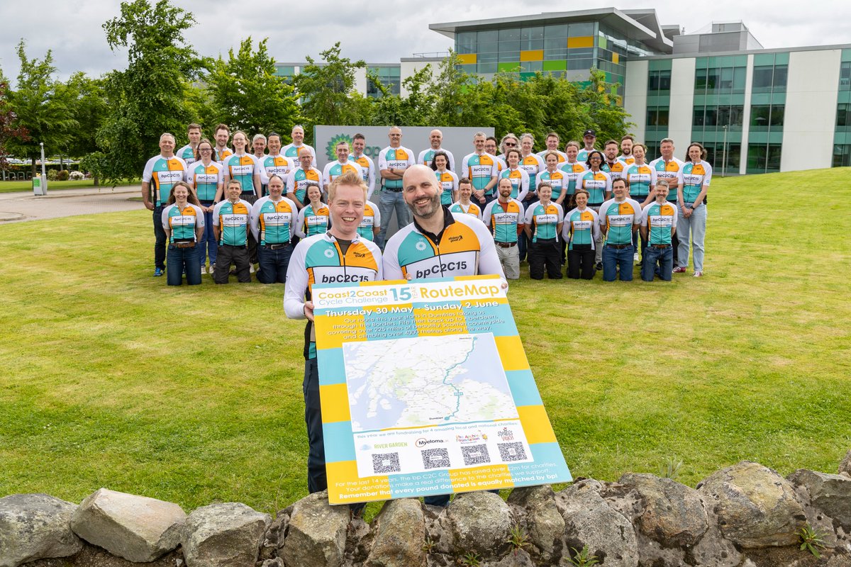 bp United Kingdom (@bp_uk) on Twitter photo Congratulations to the 60 cyclists who completed bp's annual Coast 2 Coast challenge. Covering 225 miles from Dumfries to Aberdeen raising funds for four charities – <a href="/archiegrampian/">The Archie Foundation</a>, <a href="/MyelomaUK/">Myeloma UK</a> , <a href="/StellasVoiceUK/">Stella's Voice UK</a> and Independence from Drugs and Alcohol Scotland at <a href="/RiverGardenAyr/">River Garden Auchincruive</a> Congratulations to the 60 cyclists who completed bp's annual Coast 2 Coast challenge. Covering 225 miles from Dumfries to Aberdeen raising funds for four charities – <a href="/archiegrampian/">The Archie Foundation</a>, <a href="/MyelomaUK/">Myeloma UK</a> , <a href="/StellasVoiceUK/">Stella's Voice UK</a> and Independence from Drugs and Alcohol Scotland at <a href="/RiverGardenAyr/">River Garden Auchincruive</a>