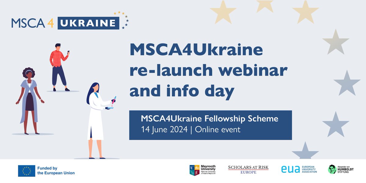EUA (@euatweets) on Twitter photo ๐ข With a recent โฌ10 million top up from <a href="/EU_Commission/">European Commission</a>, #MSCA4Ukraine will support additional researchers displaced from Ukraine ๐ช๐บ ๐บ๐ฆ
๐ป Join this webinar which will officially relaunch the scheme and provide information on how to apply
๐ 14 June bit.ly/4539Ib6 ๐ข With a recent โฌ10 million top up from <a href="/EU_Commission/">European Commission</a>, #MSCA4Ukraine will support additional researchers displaced from Ukraine ๐ช๐บ ๐บ๐ฆ
๐ป Join this webinar which will officially relaunch the scheme and provide information on how to apply
๐ 14 June bit.ly/4539Ib6