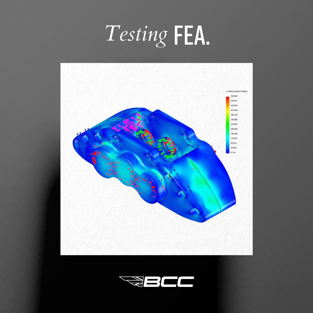 BCCParts's tweet image. With #Solidworks, we conduct a #FiniteElementAnalysis (FEA) on our #Calipers. We simulate real life conditions, considering factors like weight, power & more.
Our goal? To withstand at least 1.5 times the #Car's maximum pressure, but our results often exceed expectations!