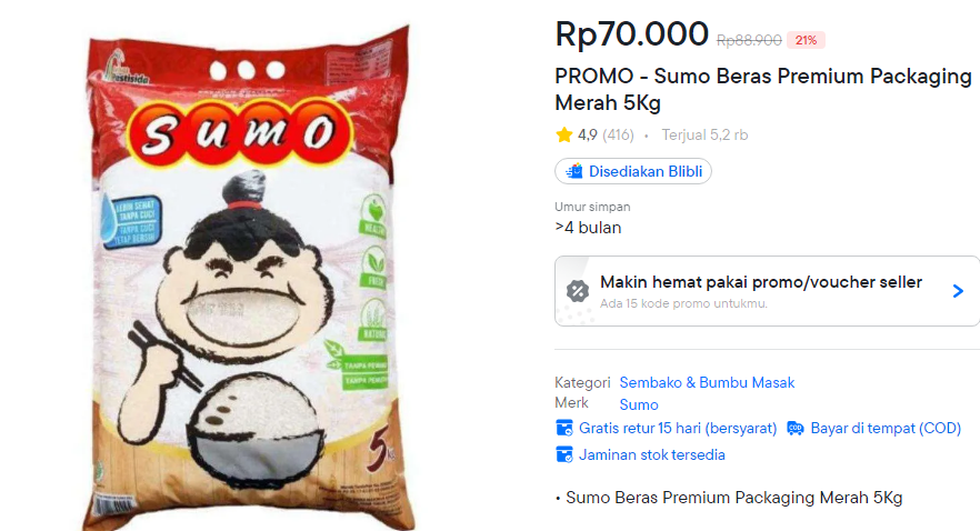 bliblidotcom's tweet photo. Yang suka Beras Sumo, aku ada promo buat kamu🍚👍

Cuma 70 ribu, langsung serbu!!
https://t.co/CC7Z000DBa #Bliblimart https://t.co/dbZiGldpbF https://t.co/doolTkVmaY
