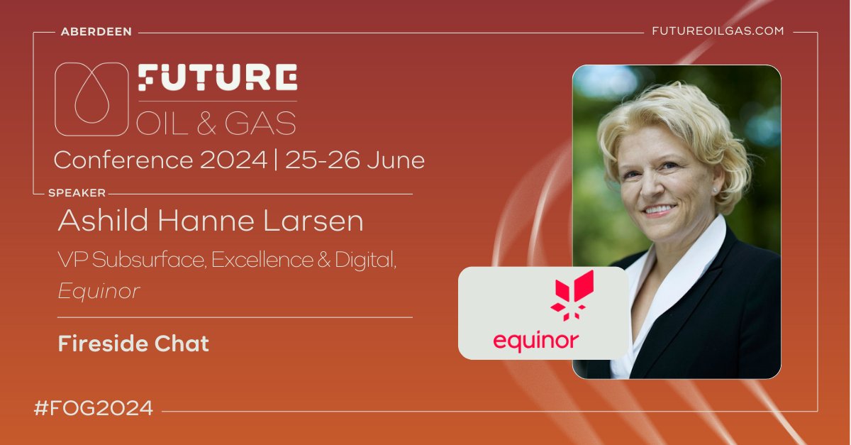 FutureOilGas's tweet photo. 🔥 We are excited Åshild Hanne Larsen, VP Subsurface, Excellence & Digital at @Equinor, an award-winning technology executive, will join us for a Fireside Chat in Aberdeen 25-26 June at the at the Future Oil & Gas Conference!

Don’t miss this chance to hear from a leader who has successfully driven digital transformation and is a staunch advocate for diversity and inclusion in the tech sector.

Secure your spot now to be part of this engaging fireside chat and many other insightful discussions at the Future Oil & Gas Conference! We look forward to seeing you there! Register for #FOG2024 today: https://t.co/kgEIi6oU6z

#energy #DEI @AshildHanne