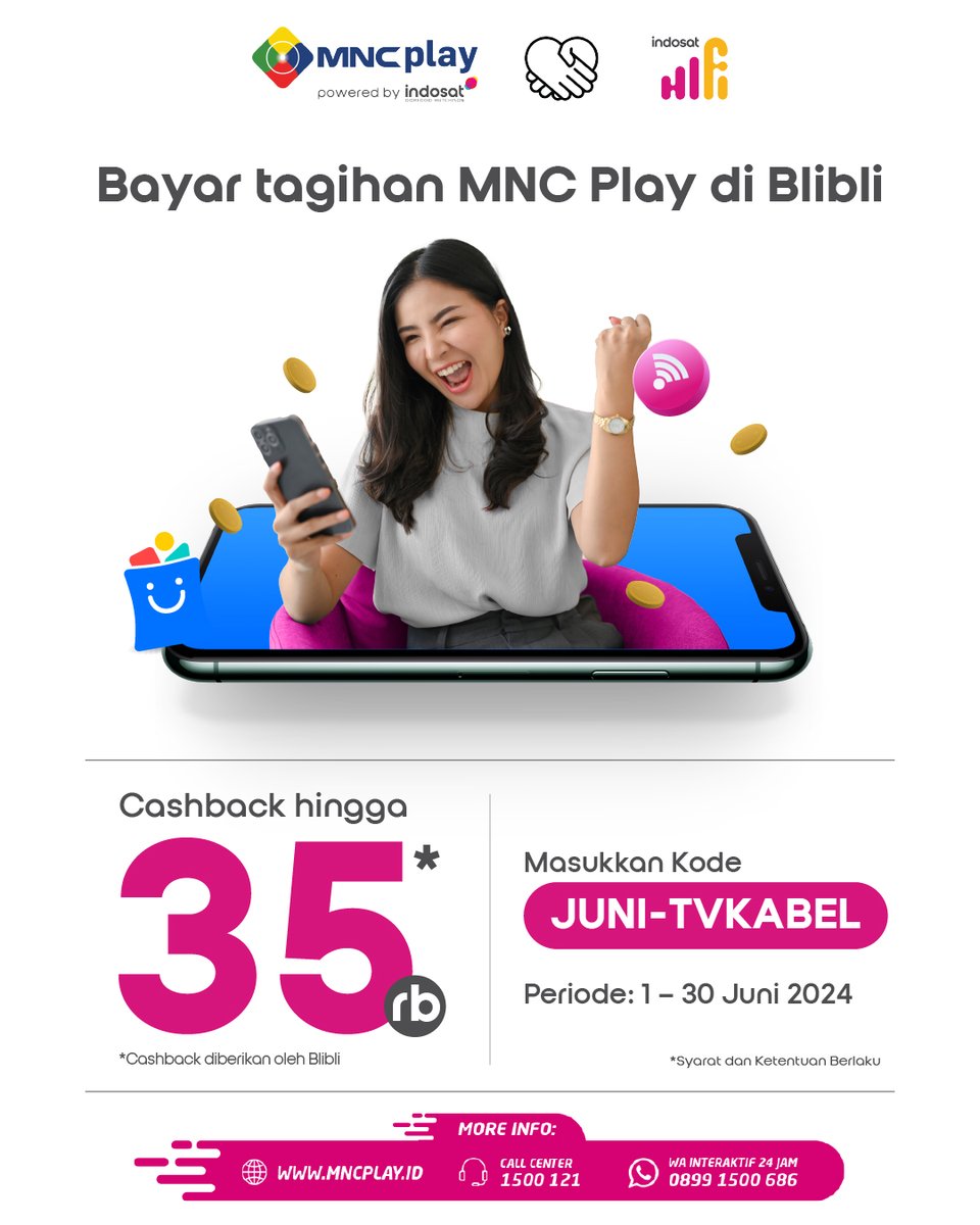 Hai Sobat Play!⁣ 🙌⁣⁣⁣⁣⁣⁣⁣⁣⁣⁣⁣⁣⁣⁣⁣⁣⁣⁣
⁣⁣⁣⁣⁣⁣⁣⁣⁣⁣⁣⁣⁣⁣⁣⁣⁣⁣⁣
Bayar tagihan Blibli kini makin cuan lho, karena bisa dapet cashback hingga 35ribu! Simak promo lengkapnya bit.ly/BliBliJuni ~

#BliBli #MNCPlay