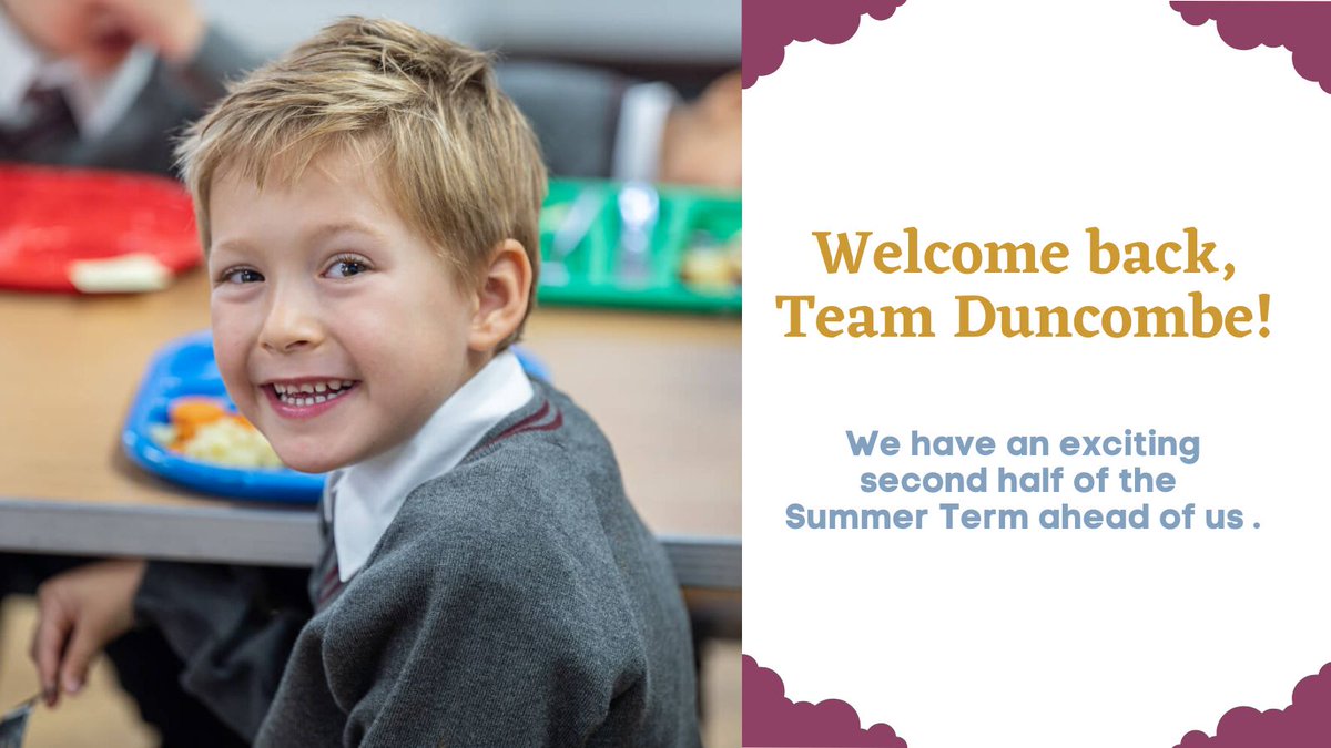 This is it, the last half term of the 2023/24 academic year! Get ready to dive into the remainder of the Summer Term with enthusiasm and curiosity because as always #TeamDuncombe have a whole host of enriching experiences for our children, parents and staff!

#CognitaWay