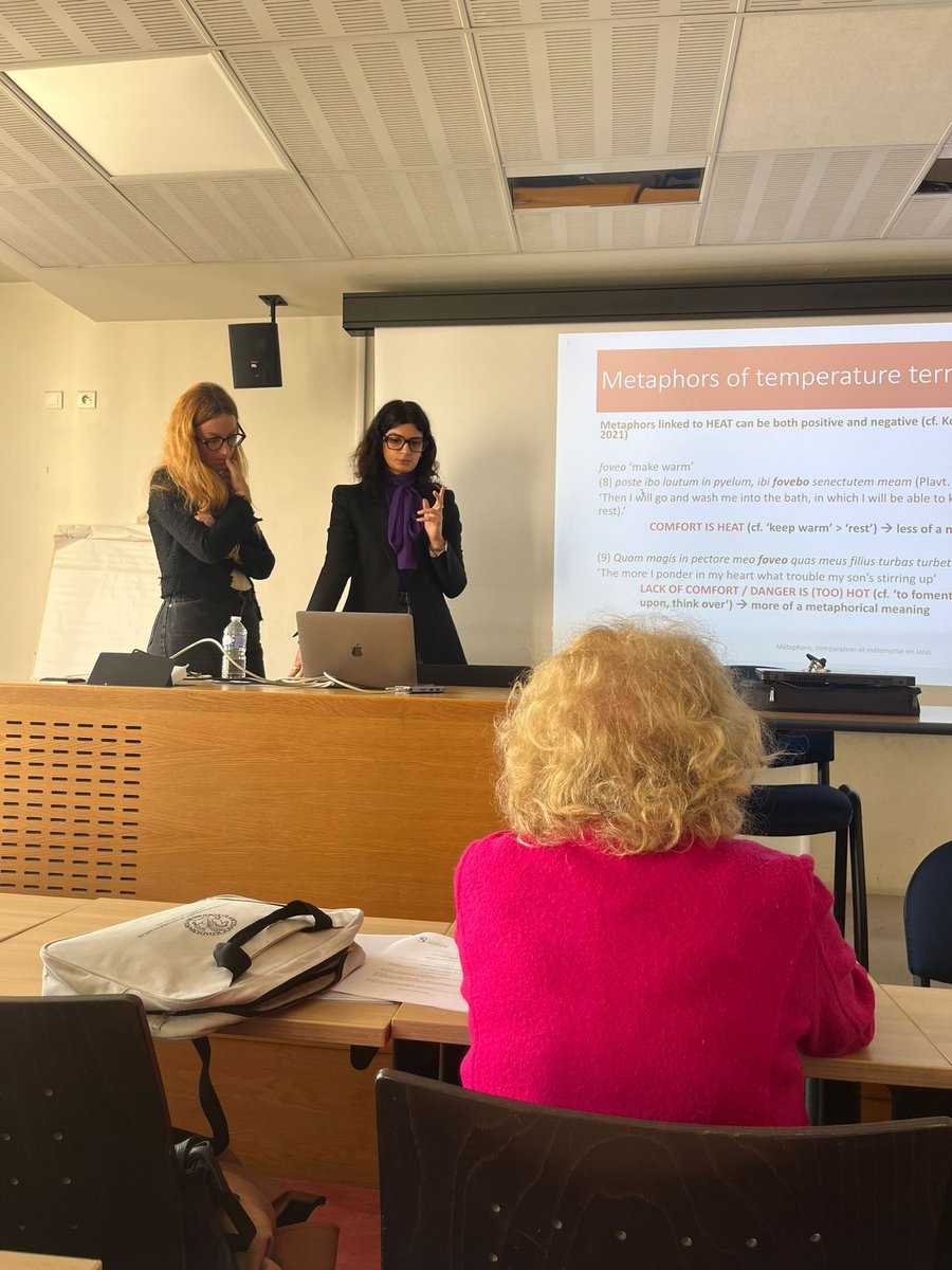 ling_in_pavia's tweet photo. ✨Martina Giuliani &amp; Chiara Zanchi presented “Metaphors of temperature terms in Plautus’ corpus” at the “Colloque biennal du Centre Alfred Ernout”, held at @Sorbonne_Univ_ , Maison de la Recherche https://t.co/V2Dfw3X5yQ