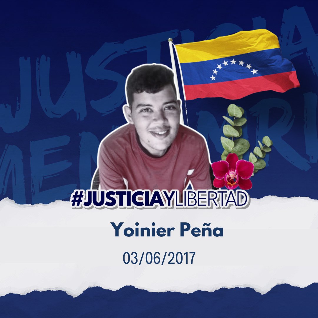 Hoy recordamos a Yoinier Peña, quien  fue asesinado en el estado Lara en una manifestación. Su madre lo recuerda como un joven dulce que siempre estaba dispuesto a sumar en positivo. Mantenemos viva la memoria de este venezolano que fue víctima de la represión armada.