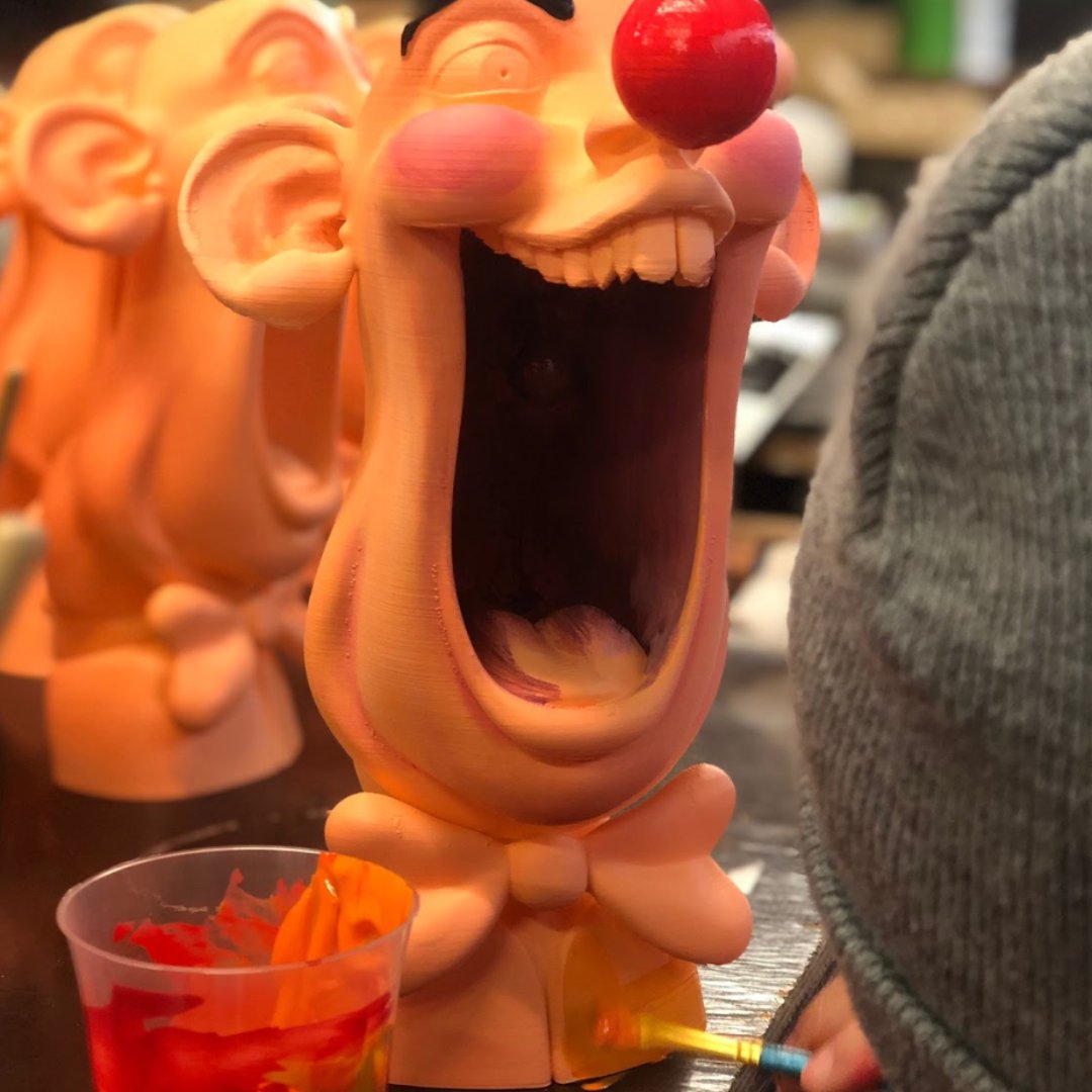 PrintPlace3DP's tweet photo. We handed the figurines to AKV De Brosselkeire, the carnival crew, and shared some finishing tips. Thanks to their artistic expertise, they made the figures pop with brilliant colors and wild patterns. https://t.co/n3I2tEM4Cq