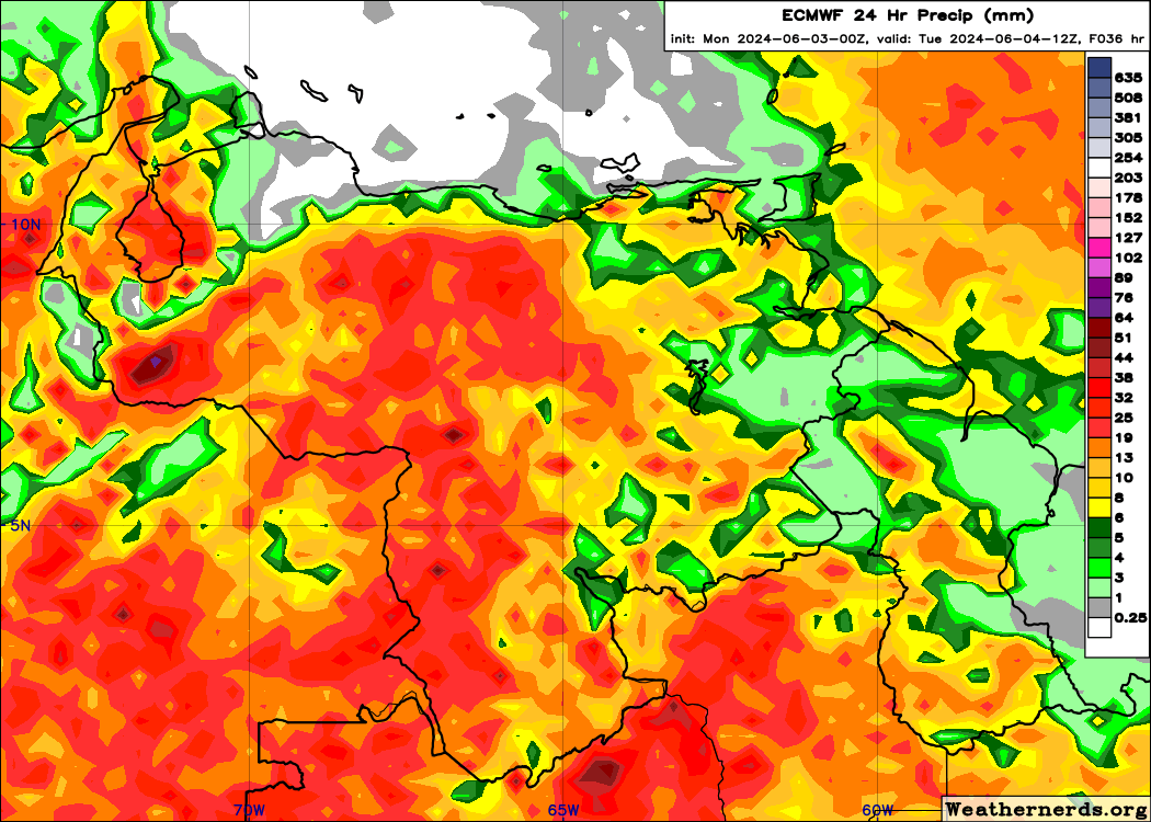 EstebanWXcast's tweet image. Venezuela, salida de los modelos de precipitación acumulada en 24 horas, terminadas a 08:00 HLV del 04JUN24, según GFS, ICON, GEM y ECMWF. Se prevén acumulados significativos en todo el país, mayores en Sierra de Perijá, Andes, Llanos, sur de Bolívar y Amazonas.