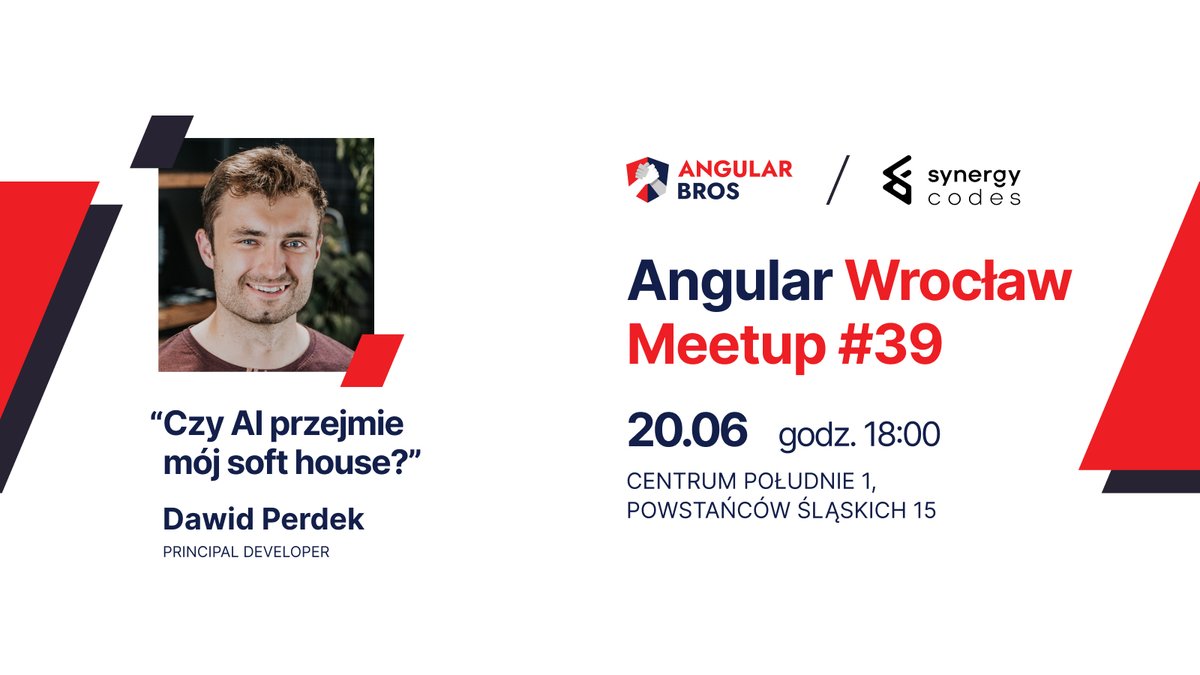 pawelkubiakdev's tweet image. 🚀 Exciting News! 🚀 We&apos;re thrilled to announce that @superdyzio will be our next speaker at Angular Wrocław #39! 🎉 Join us to hear his talk: &quot;Will AI take over my soft house?&quot; 🏠🤖 Don&apos;t miss out on this insightful session! #AngularWroclaw #Meetup #AI #TechTalks