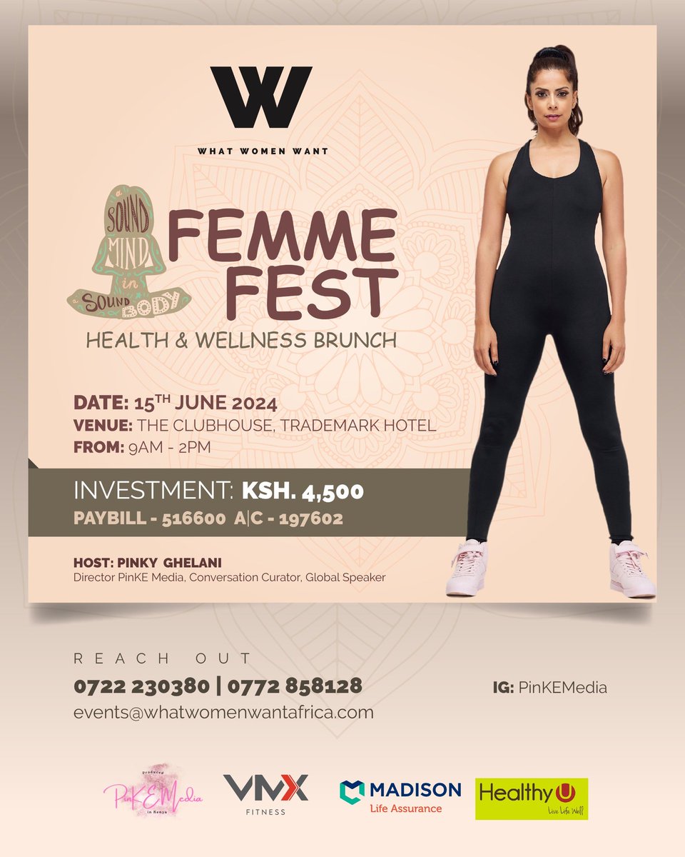 pinkemedia's tweet photo. We are excited to invite you to #FemmeFest where you get to have a community of experts to help you understand more about; Weight loss, Posture, Nutrition, Optimizing your pelvic floor as well as get up and move with VMX Fitness. Talk to us for reservations. 
#WhatWomenWant https://t.co/DU1lzW7GJE
