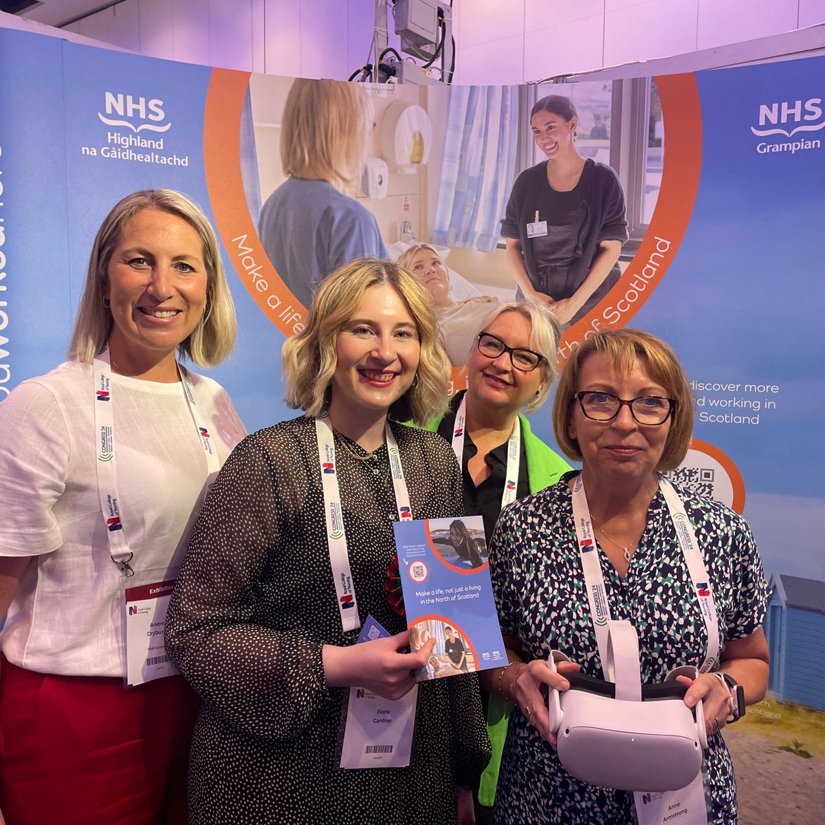 Our #WishYouWorkedHere stall is all set up and ready to go! If you are at <a href="/theRCN/">The RCN</a> Congress #RCN24, pop in past and chat about the amazing nursing opportunities available in the North of Scotland! (And try out our VR headsets like <a href="/CNOScotland/">Anne Armstrong</a> did!)  

wishyouworkedhere.scot