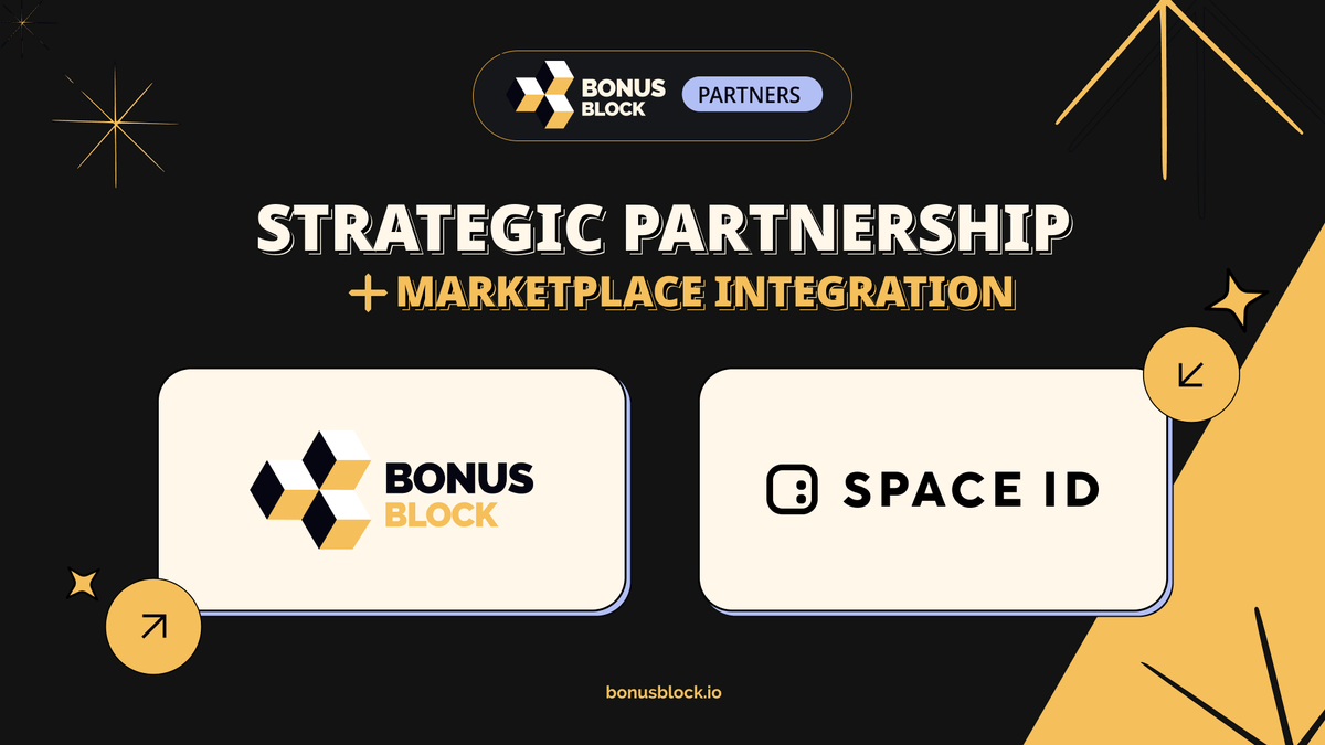 bonus_block's tweet photo. We are proud to announce a strategic partnership and integration with @spaceid 🟩🤝🟨

We have integrated SPACE ID's Web3 Name SDK, so now when connecting to any BonusBlock platform with a wallet that holds a .bnb (@SID_bnb) or .arb (@SID_arb) domain name, it will display your human-readable wallet address

Welcome aboard! Let's grow together. Sharing is caring 😉