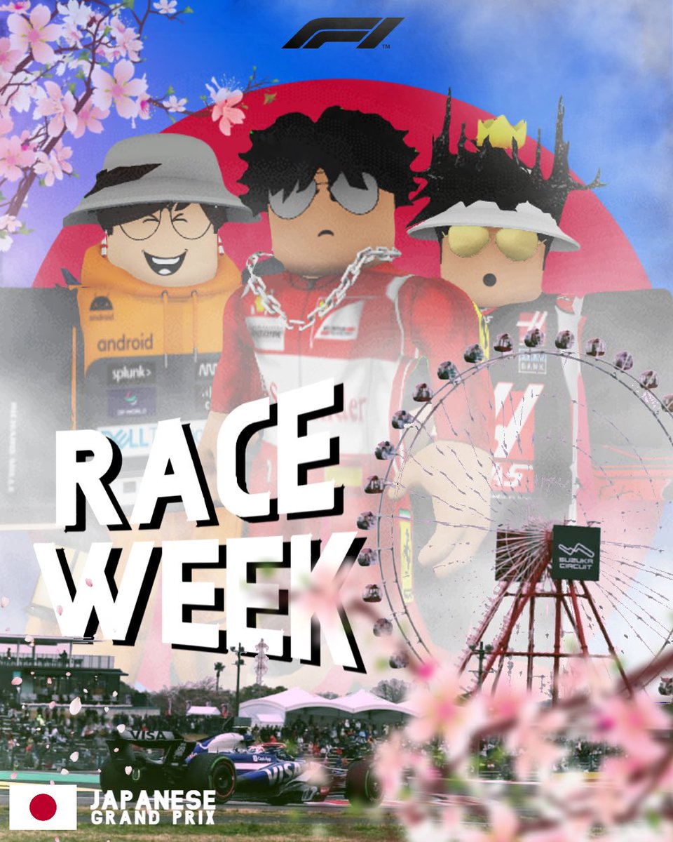 FormulaOneBlox's tweet photo. IT’S JAPANESE RACE WEEK! 🇯🇵🎌

As the Melbourne Grand Prix comes to a close, we look forward to Suzuka. 👀

JOIN THE DISCORD: ⬇️
https://t.co/6F9CrGBlQO

@BestOfBloxburg https://t.co/weTyXSnLaK