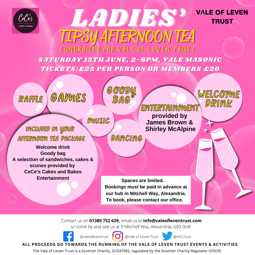 Time is running out to buy your ticket for next Saturday's fantastic fundraising event!

There will be entertainment, games, dancing and a fantastic selection of sandwiches, cakes and scones provided by @bakesceces !

Bookings must be paid in advance at our hub in Mitchell Way