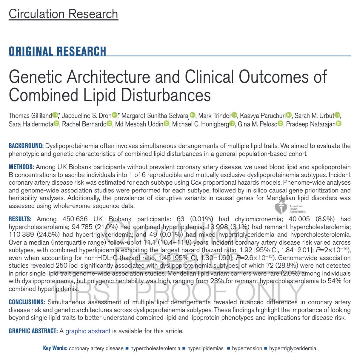Excited to share our study investigating the genetics of combined lipid patterns led by <a href="/tgillilandmd/">Tom Gilliland</a> <a href="/jsdron/">Jacqueline Dron, PhD</a>! ahajournals.org/doi/10.1161/CI… <a href="/CircRes/">Circulation Research</a> 

[1/8]