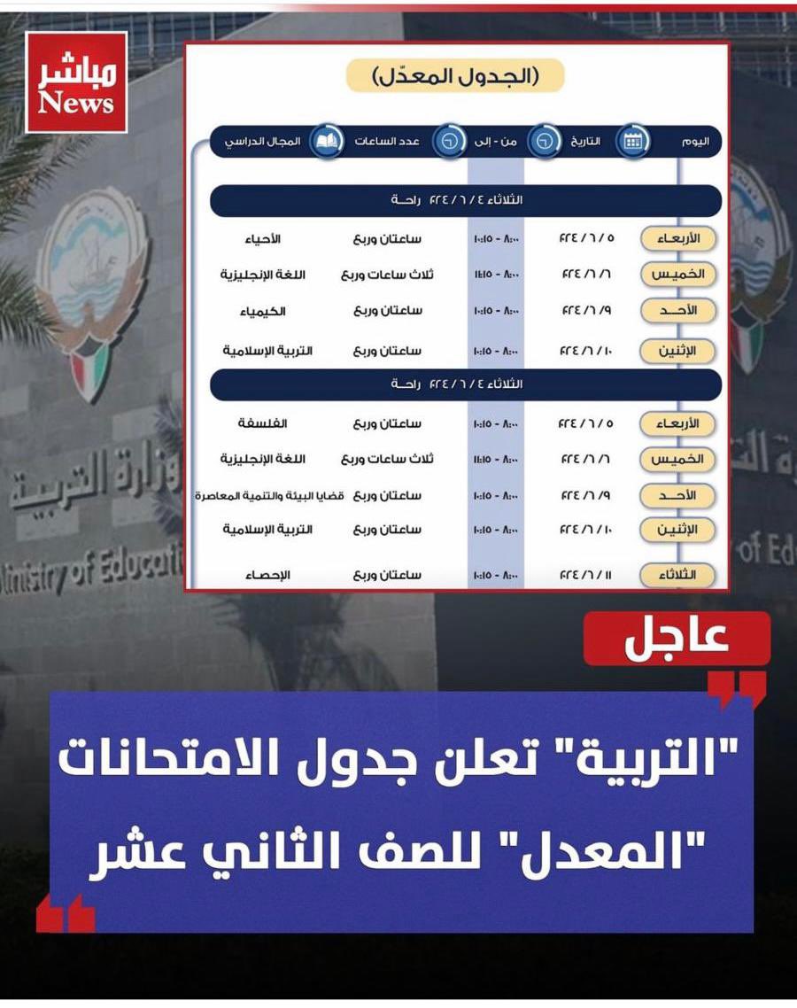NaseemaAshknany's tweet photo. رسالة الي سمو رئيس @KuwaitiCM الشيخ #احمد_العبدالله 
موضوع تسريب امتحان التربيه الإسلامية 
للاسف اتخذ قرار موعد الامتحان ب ١٠ / ٦ دون مراعاة الطلبه والتفكير بالطلبه المسافرين بنفس اليوم وطبعا خساره بالتذاكر وفلوس الفنادق
ارجوا اعاده النظر وانسب وقت اليوم بالليل او الجمعه او السبت https://t.co/QXxyBfQ0WS