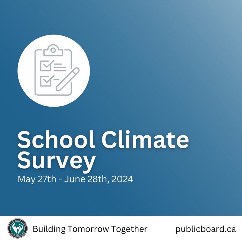 2023-2024 School Climate Survey 

The Greater Essex County District School Board (GECDSB) conducts a survey of students, parents or guardians and staff every two years as required by the Ministry of Education. 

The school climate survey helps to:
- Assess school safety
- Build