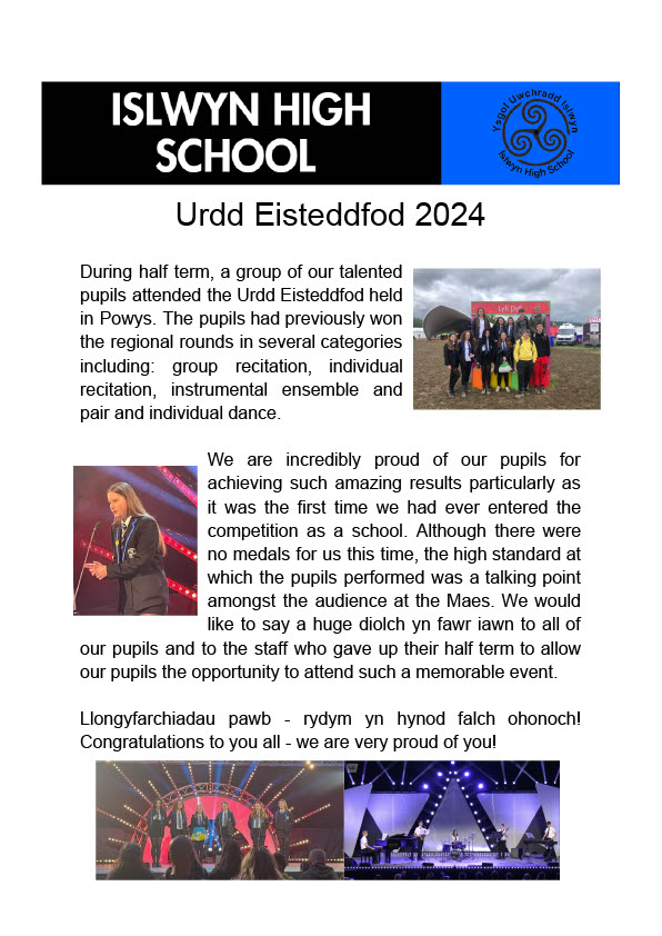 IslwynHigh's tweet photo. Congratulations to all involved. #urddeisteddfodd2024 https://t.co/d1RFAOHpPv