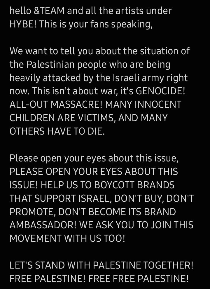 &TEAM❗❗PLEASE OPEN YOUR EYES ABOUT THIS ISSUE❗❗
TAKE AN ACTION ANDTEAM
#HowlYourVoiceANDTEAM
#LUNÉFORPALESTINE 
@andTEAMofficial @andTEAM_members
@HYBEOFFICIALtwt @HYBE_LABELS_JP