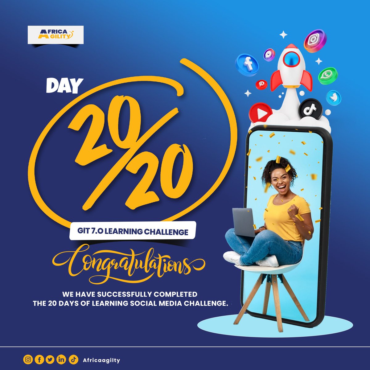 AfricaAgility's tweet photo. We completed the 20 Days of Learning Social Media Challenge! 🎉 #GIT20DaysChallenge
Our queens shared amazing insights from the GIT Cohort 7.0 bootcamp.
Congrats, Queens! 👸Winners will be announced soon!
#Africaagility #TechQueens #WomenInTech #GITBootcamp #Congratulations https://t.co/FjxLA08dvM