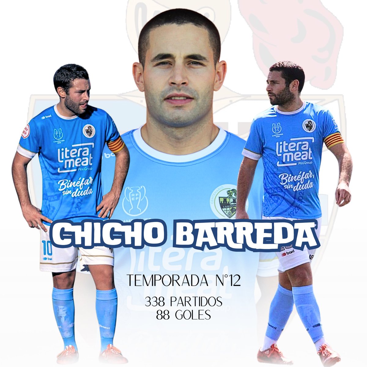 cdbinefar's tweet photo. 💙 𝐂𝐇𝐈𝐂𝐇𝐎 𝐁𝐀𝐑𝐑𝐄𝐃𝐀 2️⃣0️⃣2️⃣5️⃣

🔝 Chicho renueva con el club de su vida para seguir liderando al equipo celeste.

🔵 ¡Nuestro capitán, nuestra leyenda! 

⚽️ Será su 12ª temporada con la camiseta celeste, con 338 partidos disputados, 88 goles y los que quedan por venir. https://t.co/6e0KUrEHvK