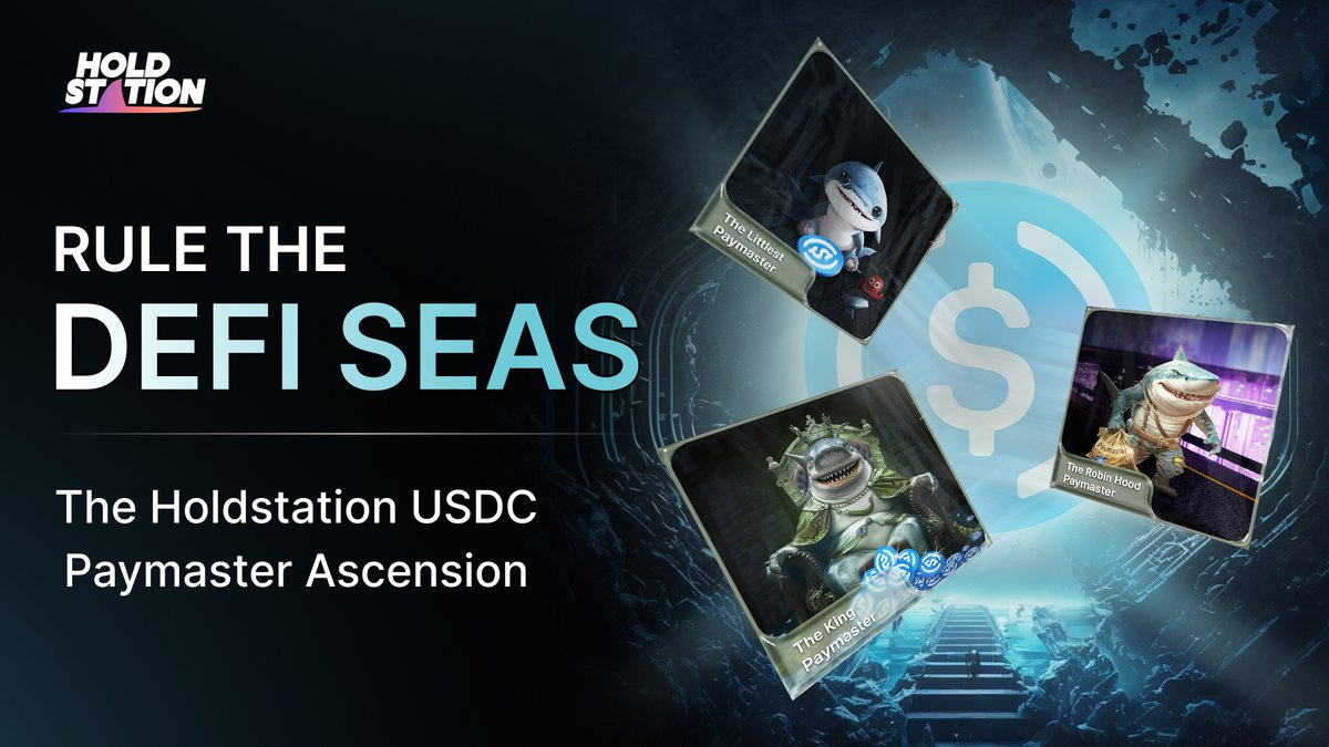 HoldstationW's tweet photo. Rule the DeFi Seas: The Holdstation USDC Paymaster Ascension 🏴‍☠️

Calling all adventurers! Dive into DeFi & unlock exclusive #NFTs with Holdstation's epic campaign on Galxe!

How to Play:
- Trade or Swap on Holdstation Wallet and use $USDC to cover the gas fee.
- Claim your rewards on @Galxe: https://t.co/Ha88dIZZdK

The Path to Paymaster Glory:
🦈 Emerge as a Baby Shark (3 transactions), Evolve into Robin Hood (6 transactions), & Ascend to The King Shark (9 transactions)!

🏆 Complete #Paymaster transactions & claim your rewards Now