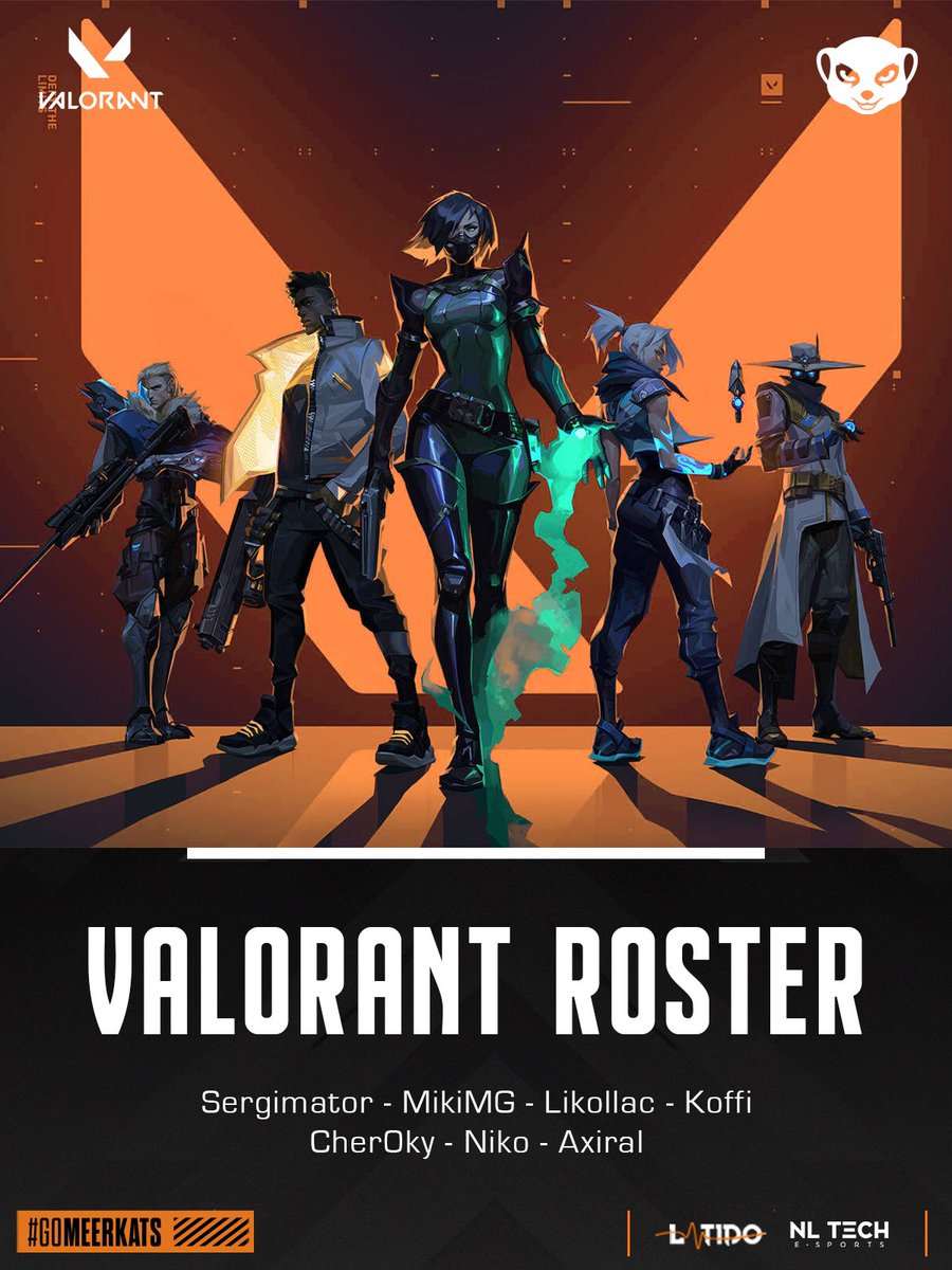 🔶ROSTER DE VALORANT🔶

Os presentamos a nuestro nuevo roster de #VALORANT 🫡

<a href="/sergimator/">SIXP Sergi</a> - ✈️
<a href="/miquelmartinez_/">Miquel Martínez</a> - 🧠
<a href="/likollac_fps/">Likollac</a> - 🎯
<a href="/KoffiValorant/">Koffi</a> - 🛡️
<a href="/cher0ky_/">CHRKY</a> - ⚔️

<a href="/nikolasmf/">MKT Niko</a> - Strategic Coach 💡
<a href="/ibandelbanco/">Iván Espejo</a> - Head Coach 💼

Bienvenidos, ¡Suricatos!🧡

#GoMeerkats