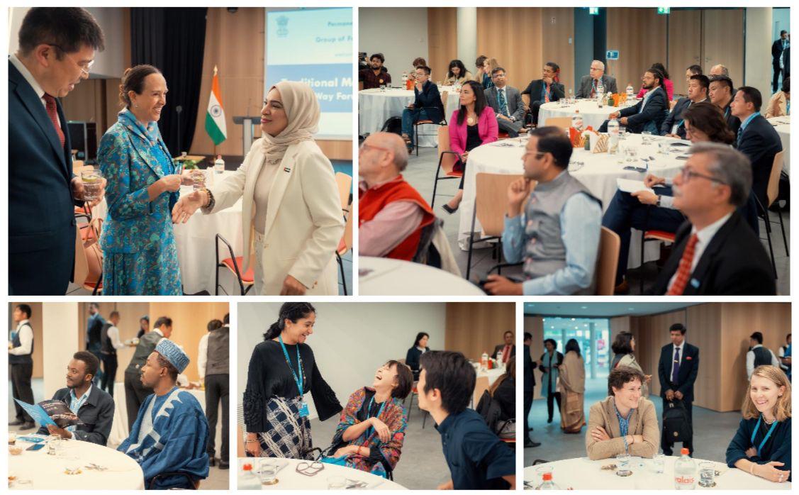 IndiaUNGeneva's tweet photo. ✨#GoFTM at #WHA77✨
Group of Friends of Traditional Medicine & 🇮🇳 @moayush thank all for successful TM side event:
@secymoayush, @WHO ADG Dr. Bruce Aylward, @DrRudiEggers, PRs of 🇲🇺 🇧🇴, @LubnaQassim, @Drnesari, @SLUNGeneva, #GTMC Dir a.i. Dr.S.Kuruvilla, @WIPO’s Dr.Fei Jiao https://t.co/biS6HjILSm