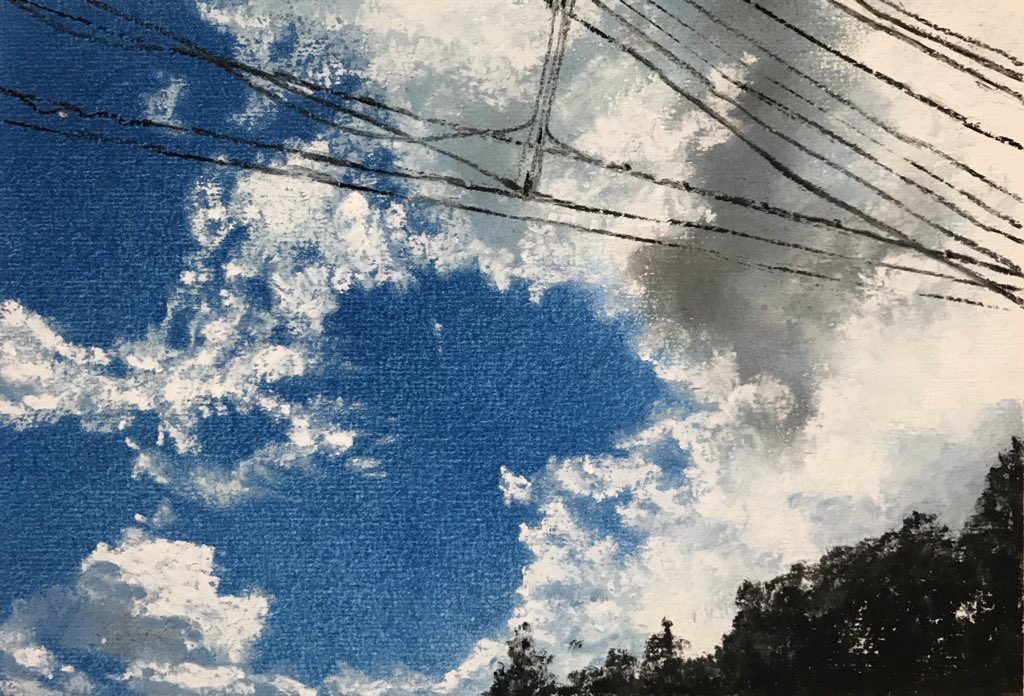 miya_pastel1's tweet photo. 同じ時期に描いた夏のパステル。紙のエンボスの感じが今とちょっと違う。使用したパステルはたしかファーバーカステル。 https://t.co/kv0PDGaKll